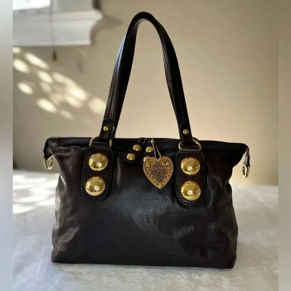 Gucci Babouska Heart GG Chocolate Brown Leather Tote Bag Gold Hardware - Picture 14 of 14